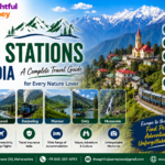 Best Hill Stations in India feature image with Himalayan mountains, Shimla, Manali, Darjeeling, Munnar, Ooty, Mussoorie, and Thoughtful Journey logo